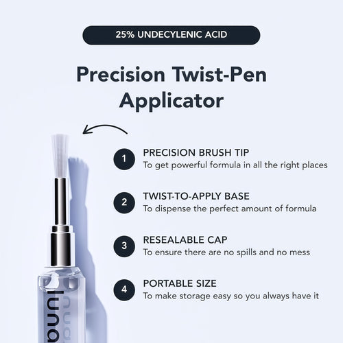 Lunavia Antifungal Pen – Cures Most Athlete’s Foot, Jock Itch, and Ringworm - 25% Undecylenic Acid with added Tea Tree, Jojoba, Clove Bud Oils & Aloe- 1-Pack Twist Pen(3ML Volume)